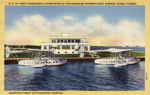 'Forty Passenger Clipper Ships at Pan-American International Airport, Miami, Florida', USA, 1934. Artist: Unknown