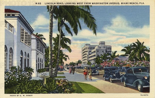 Lincoln Road, looking west from Washington Avenue, Miami Beach, Florida, USA, 1937. Artist: Unknown
