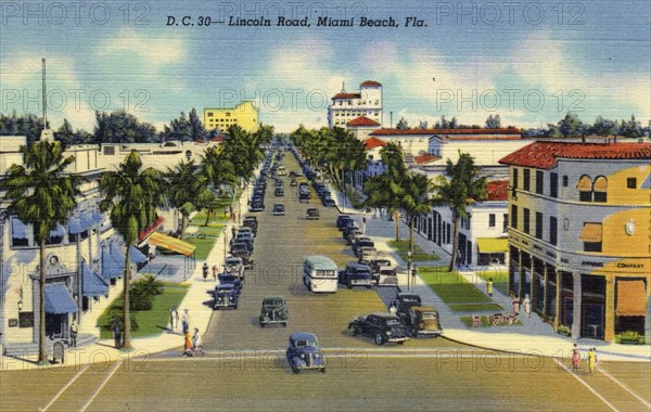 Lincoln Road, Miami Beach, Florida, USA, 1938. Artist: Unknown