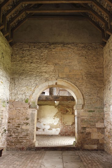 Interior of Odda's Chapel, Deerhurst, Gloucestershire, 2010.