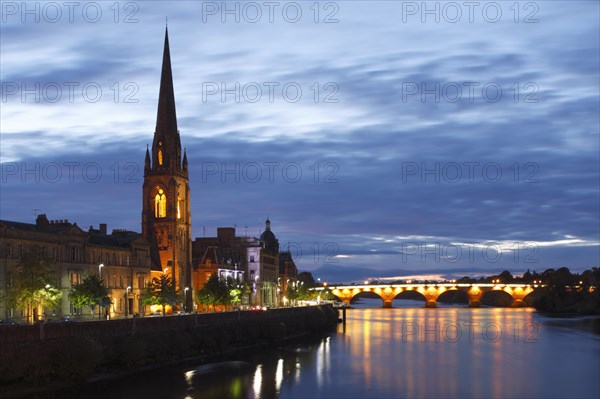 St Matthew's Church and Old Bridge, Perth, Perth and Kinross, Scotland, 2010.