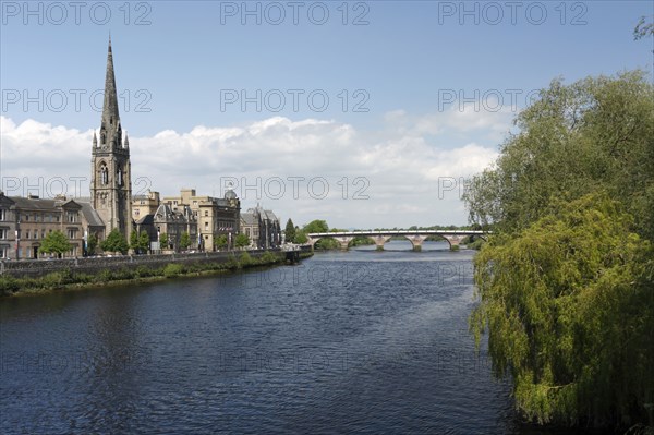 St Matthew's Church and Old Bridge, Perth, Perth and Kinross, Scotland, 2010.