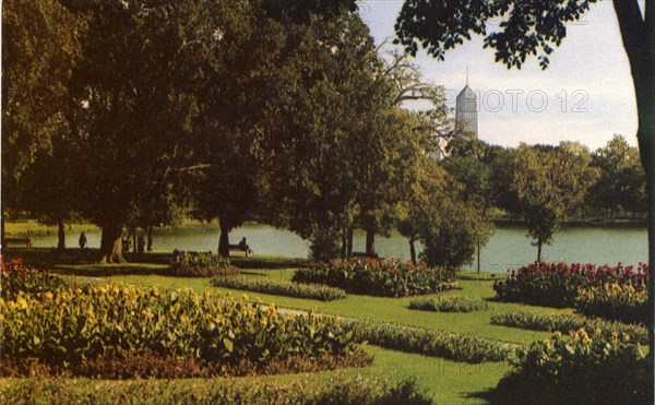 Flower garden, Loring Park, Minneapolis, Minnesota, USA, 1949. Artist: Unknown