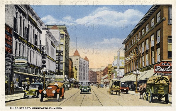 Third Street, Minneapolis, Minnesota, USA, 1915. Artist: Unknown