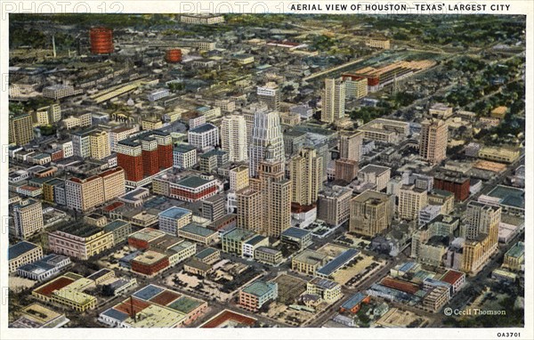Aerial view of Houston, Texas, USA, 1930. Artist: Unknown