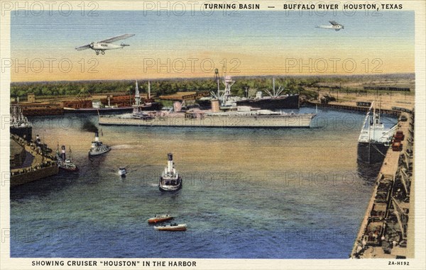 Turning basin, Buffalo River, Houston, Texas, USA, 1932. Artist: Unknown