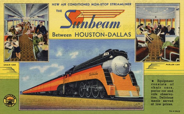 Southern Pacific streamlined train 'Sunbeam', USA, 1937. Artist: Unknown