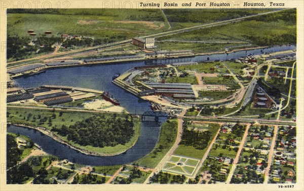 Turning basin and Port Houston, Houston, Texas, USA, 1947. Artist: Unknown