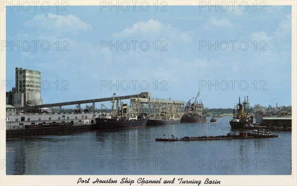 Ship Channel and turning basin, Port Houston, Texas, USA, 1959. Artist: Unknown