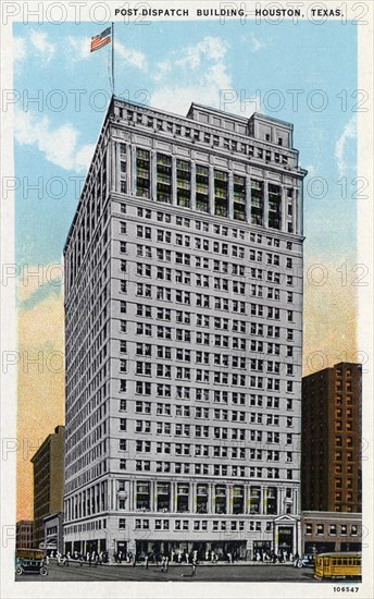 Post-Dispatch Building, Houston, Texas, USA, 1925. Artist: Unknown