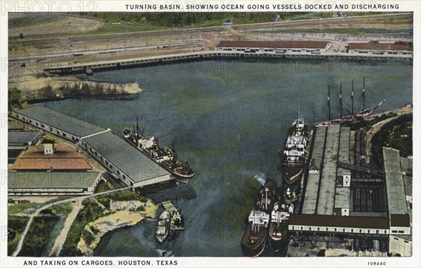 Turning basin, Houston, Texas, USA, 1926. Artist: Unknown