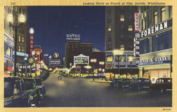 Fourth Avenue and Pike Street, Seattle, Washington, USA, 1942. Artist: Unknown