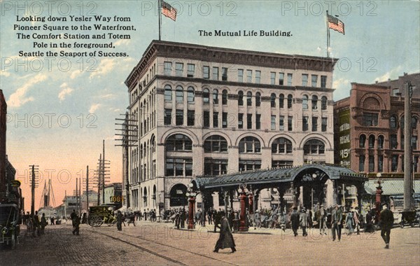 Looking down Yesler Way from Pioneer Square to the waterfront, Seattle, Washington, USA, 1911. Artist: Unknown