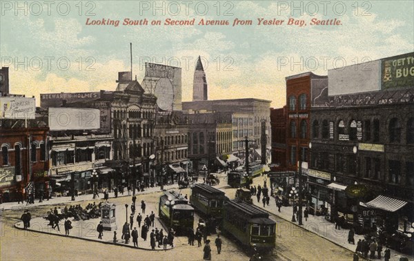 Looking south on Second Avenue from Yesler Way, Seattle, Washington, USA, 1911. Artist: Unknown