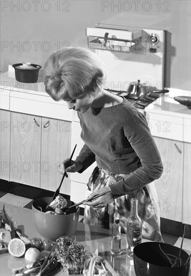 Kitchen scene, Warwick, Warwickshire, 1966. Artist: Michael Walters