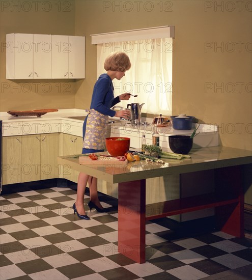 Kitchen scene, Warwick, Warwickshire, 1966. Artist: Michael Walters