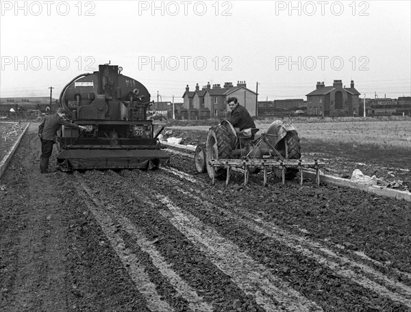 Road construction work, Doncaster, South Yorkshire, November 1955. Artist: Michael Walters