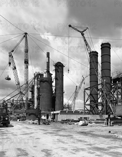 Absorption towers being installed, Coleshill Coal preparation plant, Warwickshire, 1962.6th July Artist: Michael Walters