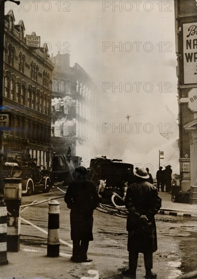 Fire caused by German incendiary bombs, London, World War II, c1940-c1944. Artist: Unknown