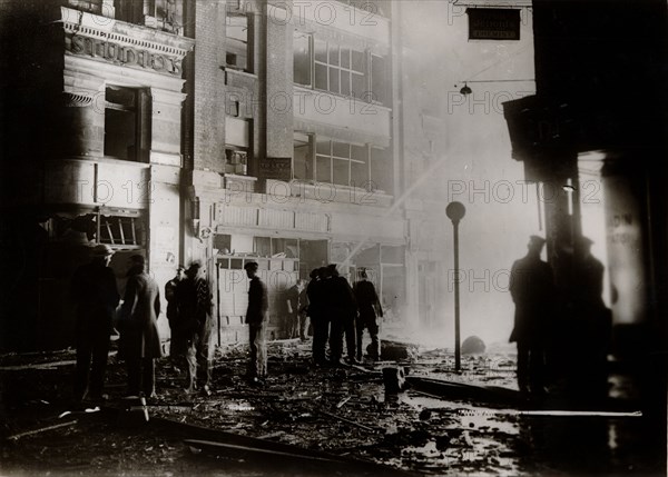 Damage caused by German incendiary bombs, London, World War II, c1940-c1944. Artist: Unknown