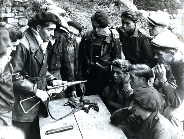 Members of the Maquis receiving arms training, France, World War II, c1940-c1944. Artist: Unknown