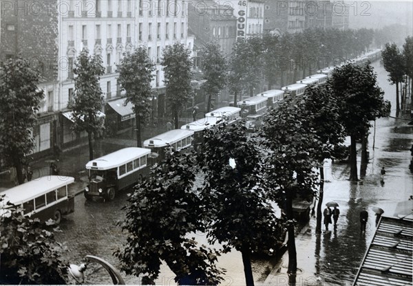 Requisition of Paris buses for military use, Porte de la Villette, World War II, c1940-c1944. Artist: Unknown