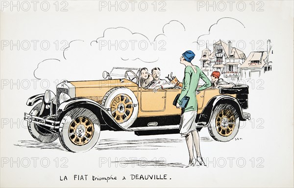 La Fiat triomphe a Deauville, from 'White Bottoms' pub. 1927.