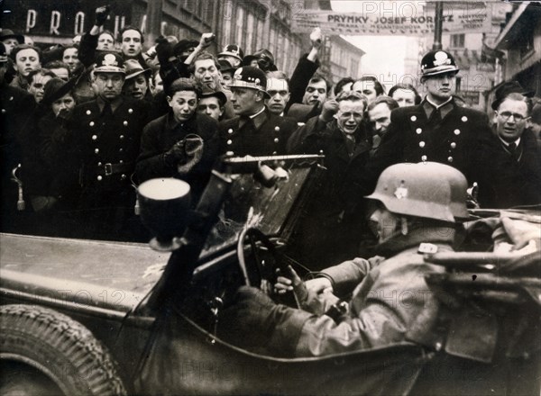 German troops enter Prague, 15th March 1939. Artist: Unknown