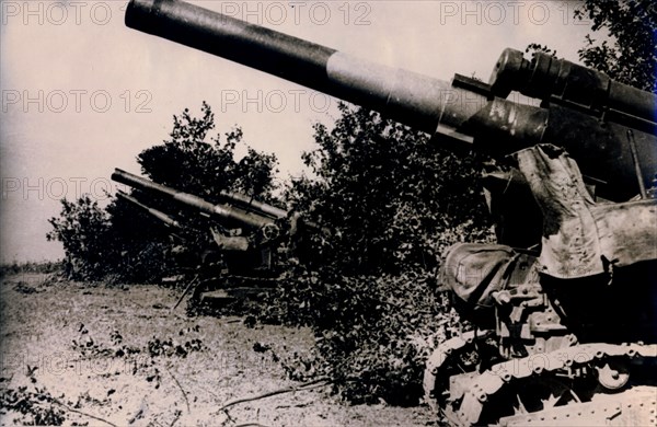 Artillery in position around Voronezh, south western Russia, 1943. Artist: Unknown