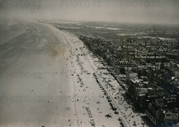 Aerial view of the beaches of Dunkirk during the 10th anniversary ceremonies, June 1950. Artist: Unknown