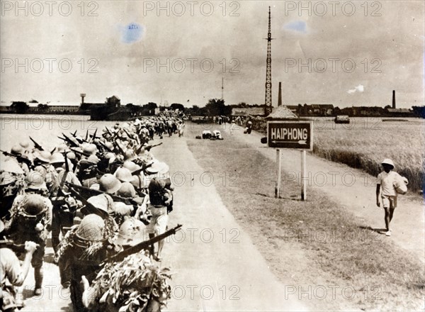 Japanese troops at Haiphong, French Indochina, World War II, 1940. Artist: Unknown