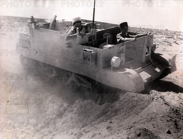 A French bren carrier patrolling no mans land, Battle of Bir Hakeim, June 1942. Artist: Unknown