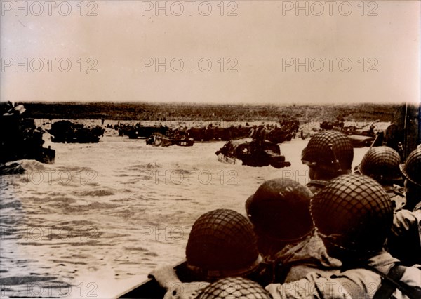 American troops disembark, Normandy, 1944. Artist: Unknown
