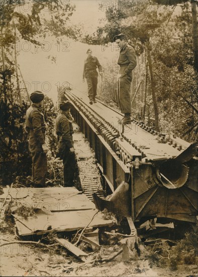 The capture of a V-1 flying bomb starting ramp, north of Zutphen, Netherlands, c1945. Artist: Unknown