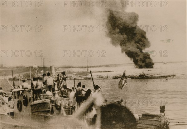 First German ship arrives at Tobruk Harbour, April 1941. Artist: Unknown