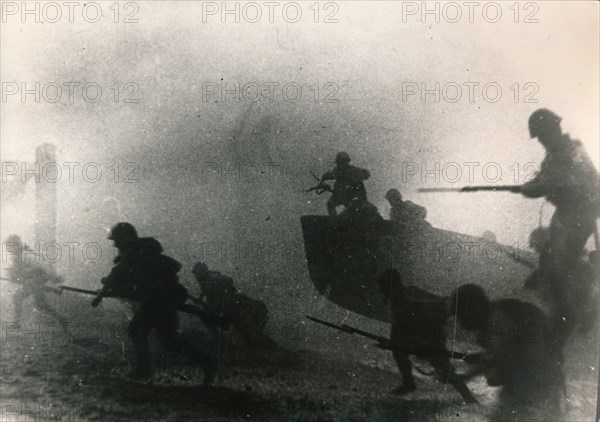 Japanese troops land near Hong kong, 1941. Artist: Unknown