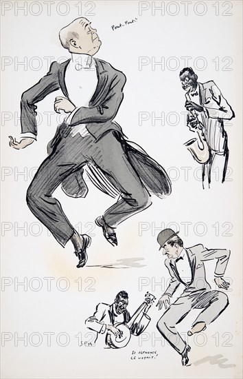 Gentleman in white tie and gentleman in bowler hat try out dancing to jazz?, from 'White Bottoms' pu