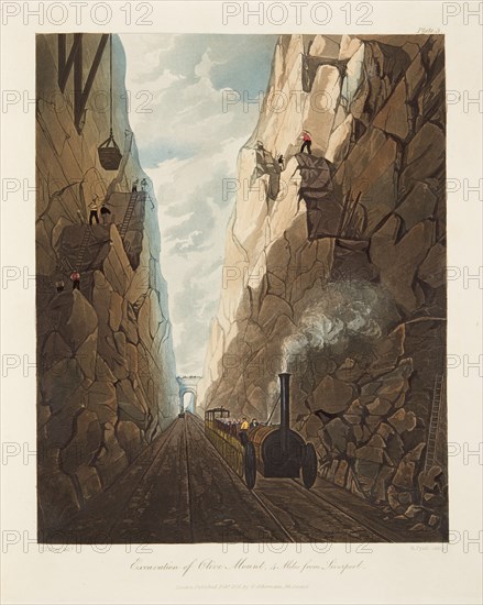 'Excavation of Olive Mount, 4 miles from Liverpool', 1831. Artist: Thomas Talbot Bury.
