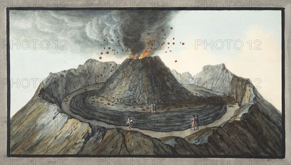 Interior view of the Crater of Mount Vesuvius, as it was before the great eruption of 1767, 1776.