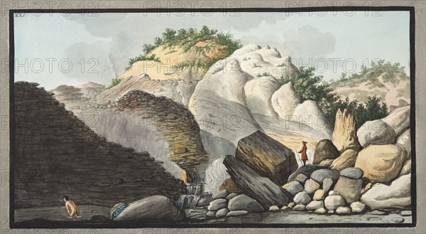 View of the hot spring, Pisciarelli, from a part of the Cone of the Solfaterra, 1776.