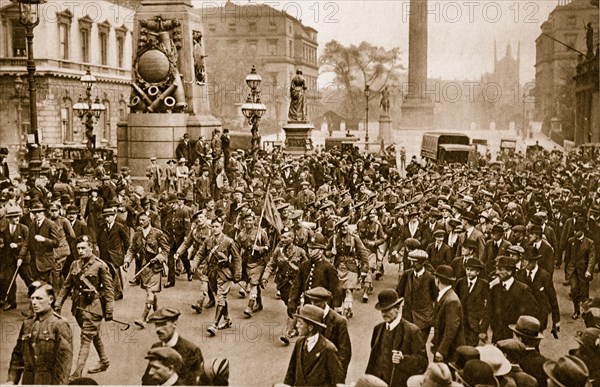 1st Battalion London Scottish marching through London on arrival from France, May 16th, 1919.
