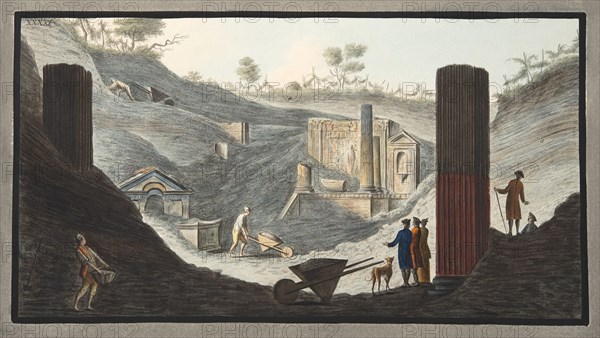 View of the first discovery of the Temple of Isis at Pompeii, 1776.