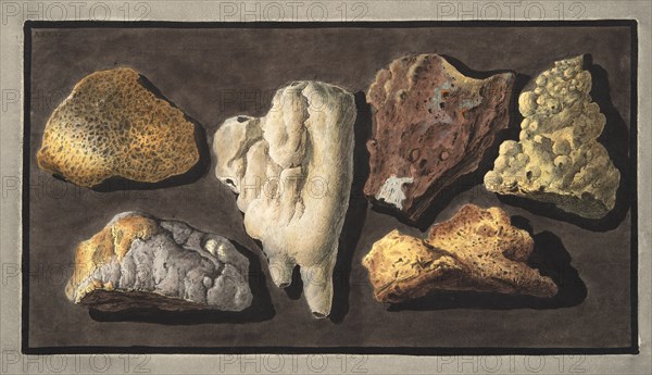 Specimens of volcanic matter taken from the inside of the crater of Vesuvius, 1776.