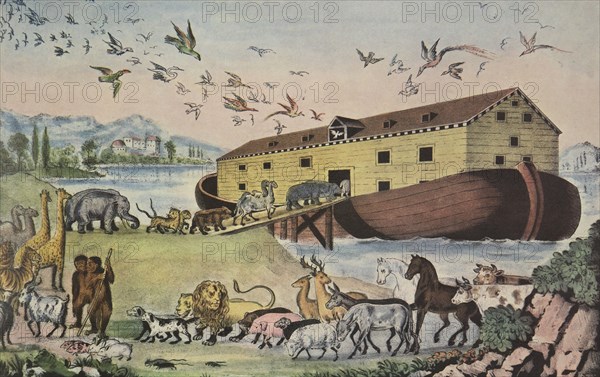 Noah's Ark, - Gen. VII 15, pub. 1865, Currier & Ives (Colour Lithograph)