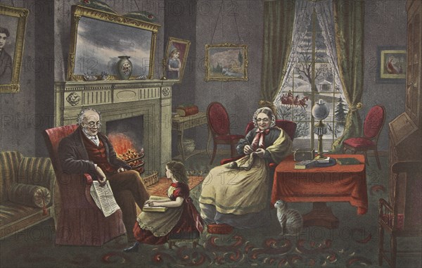 The Four Seasons of Life - Old Age, 'The Season of Rest' , pub. 1868, Currier & Ives (Colour Lithog