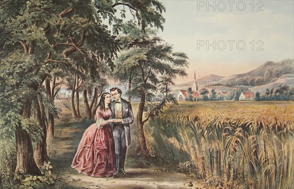 The Four Seasons of Life - Youth, 'The Season of Love' , pub. 1868,  Currier & Ives (Colour Lithogra