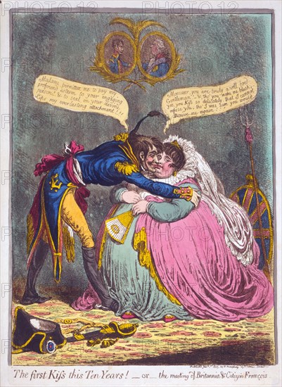 The First Kiss this Ten Years! Or the meeting of Britannia & Citizen Francois,  1803.