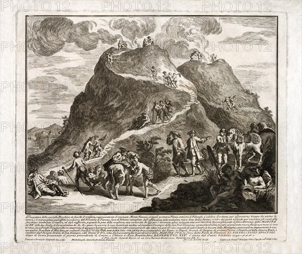 Perspective of the second eruption of Vesuvius, 1750.