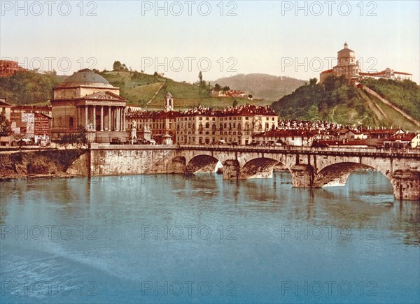 Gran Madre di Dio (foreground) and Santa Maria di Monte dei Cappuccini, Turin, c.1890.