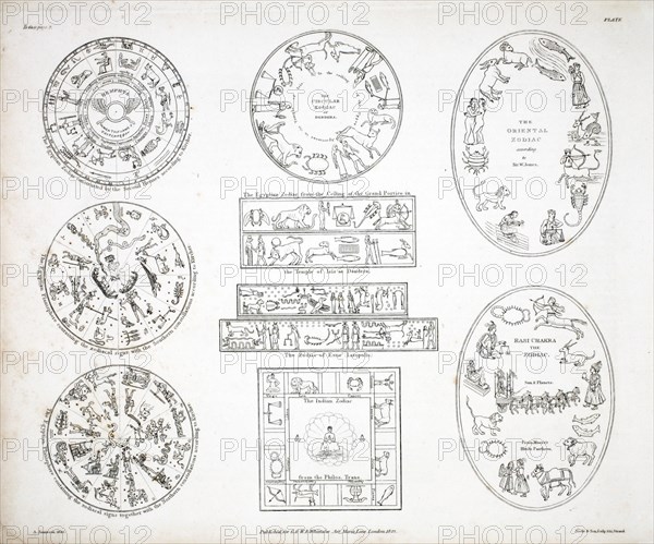 Various representations of the Zodiac, 1822.